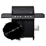 SANTOS S-418 Pro All Black Matt | Seiten- & Heckbrenner | inkl. Drehspieß & Abdeckhaube