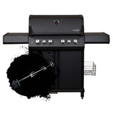 SANTOS S-418 Pro All Black Matt | Seiten- & Heckbrenner | inkl. Drehspieß & Abdeckhaube
