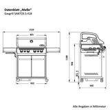 SANTOS S-418 mit Seiten- & Heckbrenner | Schwarz inkl. Drehspieß, Rostheber & Silikonablage