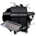 SANTOS S-418 Pro All Black Matt | Seiten- & Heckbrenner | inkl. Drehspieß + SANTOS XXL PLANCHA