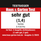 SANTOS S-418 Pro Edelstahl | Seiten- & Heckbrenner | inkl. Drehspieß & Abdeckhaube