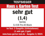 SANTOS S-418 Pro All Black Matt | Seiten- & Heckbrenner | inkl. Drehspieß & Abdeckhaube