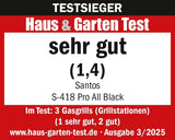 SANTOS S-418 Pro All Black Matt | Seiten- & Heckbrenner | inkl. Drehspieß & Abdeckhaube