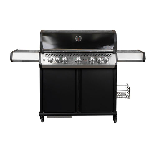 SANTOS S-518 Pro Schwarz | Seiten- & Heckbrenner | inkl. Drehspieß & SANTOS XXL Plancha