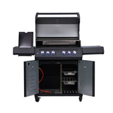 SANTOS S-418 Pro All Black Matt | Seiten- & Heckbrenner | inkl. Drehspieß & Abdeckhaube