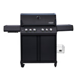 SANTOS S-418 Pro All Black Matt | Seiten- & Heckbrenner | inkl. Drehspieß & Abdeckhaube