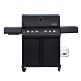 SANTOS S-418 Pro All Black Matt | Seiten- & Heckbrenner | inkl. Drehspieß & Abdeckhaube
