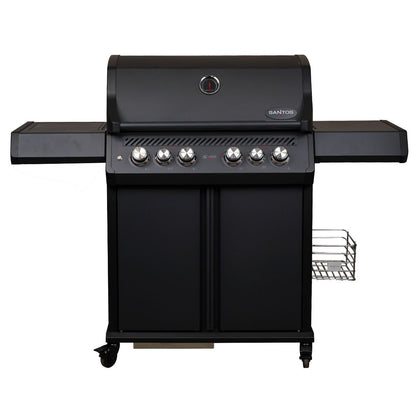 SANTOS S-418 Pro All Black Matt | Seiten- & Heckbrenner | inkl. Drehspieß + Abdeckhabube