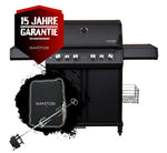 SANTOS S-418 Pro All Black Matt | Seiten- & Heckbrenner | inkl. Drehspieß & Abdeckhaube