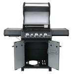 SANTOS Gasgrill S-318 | Seiten- & Heckbrenner | All Black inkl. Drehspieß | Rostheber & Silikonablage