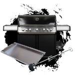 SANTOS S-518 Pro Schwarz | Seiten- & Heckbrenner | inkl. Drehspieß & SANTOS XXL Plancha