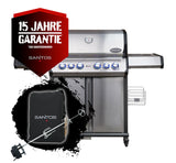 SANTOS S-418 Pro Edelstahl | Seiten- & Heckbrenner | inkl. Drehspieß & Abdeckhaube