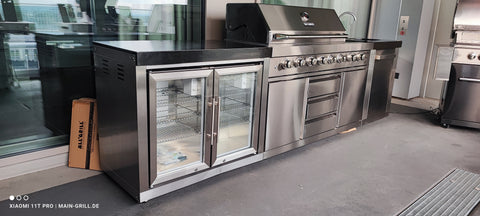 AllGrill Outdoorküche Ultra mit Doppeltüren- Kühlschrank Spüle und großem Volledelstahl Gas-Grill