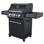 SANTOS Gasgrill S-318 | Seiten- & Heckbrenner | All Black inkl. Drehspieß | Rostheber & Silikonablage
