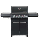 SANTOS Gasgrill S-318 | Seiten- & Heckbrenner | All Black inkl. Drehspieß | Rostheber & Silikonablage