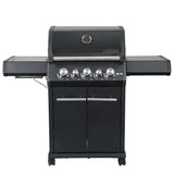 SANTOS Gasgrill S-318 | Seiten- & Heckbrenner | All Black inkl. Drehspieß | Rostheber & Silikonablage