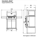 SANTOS S-318 mit Seiten- & Heckbrenner | Schwarz inkl. Drehspieß | Rostheber & Silikonablage