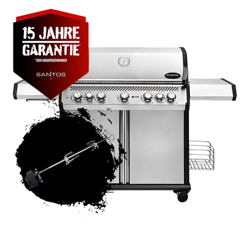SANTOS S-518 Pro Edelstahl | Seiten- & Heckbrenner | inkl. Drehspieß